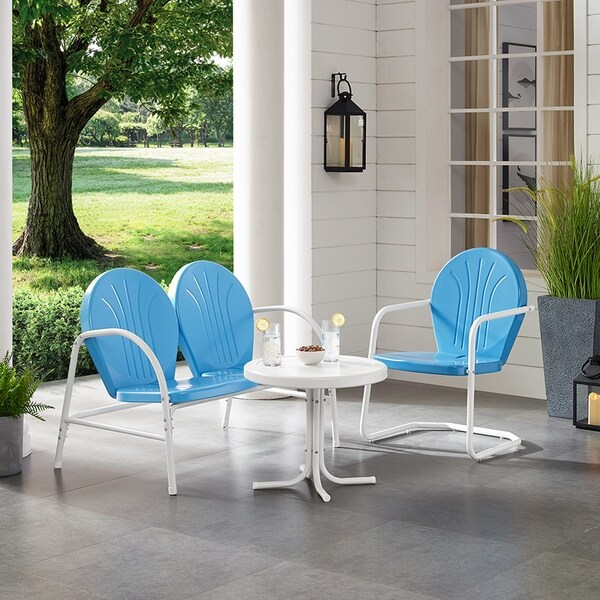 Griffith 3 Piece Metal Outdoor Conversation Set Loveseat Chair