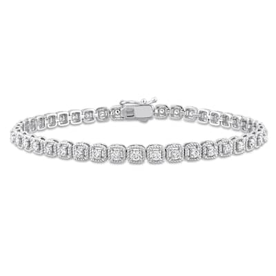 Miadora Signature Collection 14k White Gold 1 1/2ct TDW Diamond Tennis Bracelet