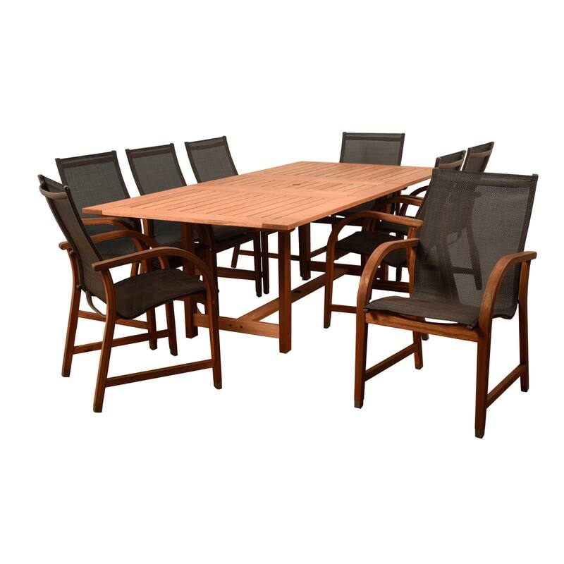 Amazonia Cosmopolitan 9 Piece FSC Wood Outdoor Patio Dining Set