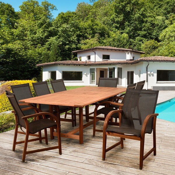 Amazonia Cosmopolitan Brown 9 Piece Rectangular Patio Dining Set