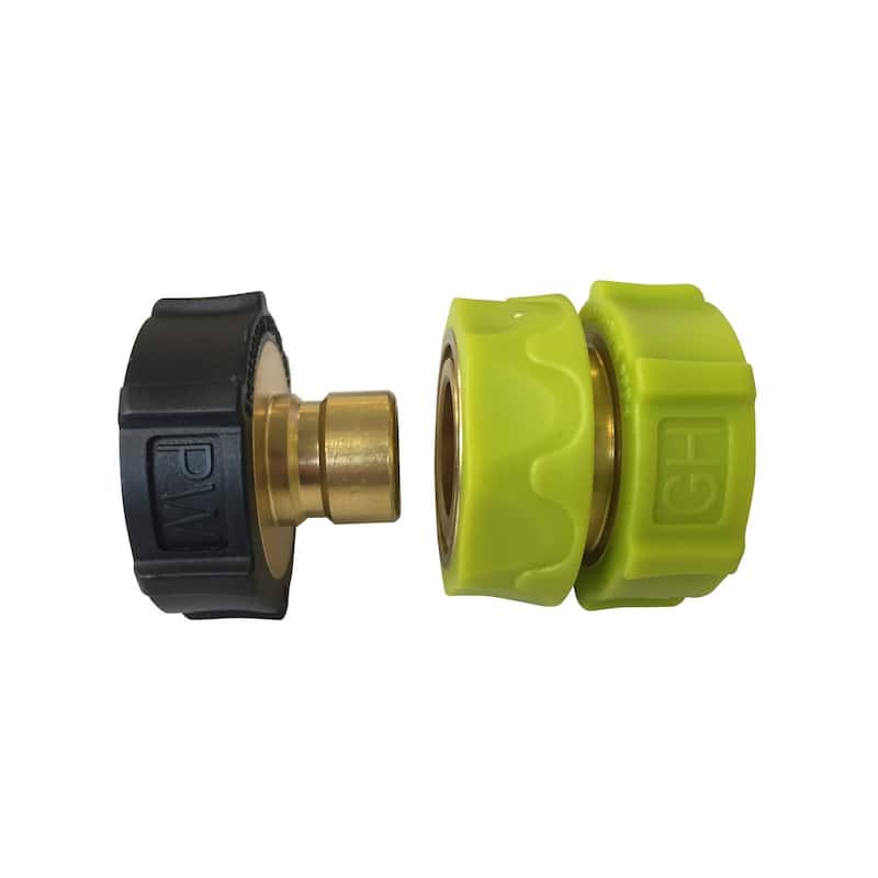 Sun Joe Universal Brass/Aluminum Pressure Washer Garden Hose Quick-Connect Kit - 6 in.