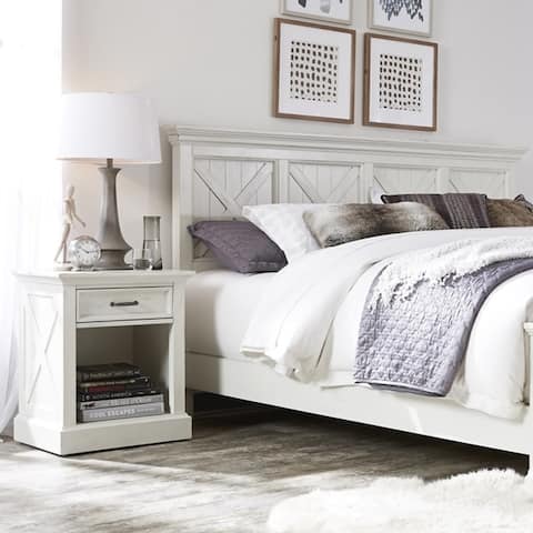 Seaside Lodge Off-White 2-Piece King Headboard and Nightstand Set by homestyles