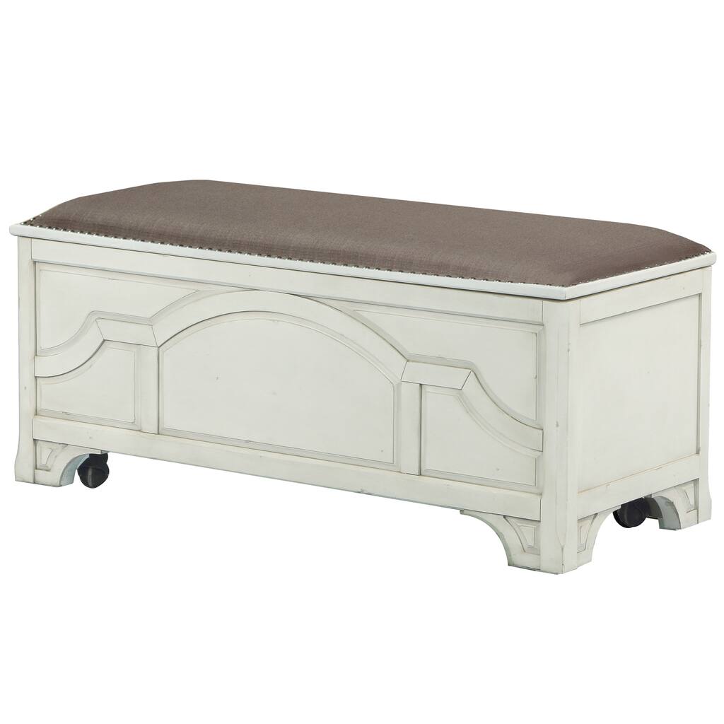 Hancock Park File Storage Bench in Weathered Oak and Vintage White