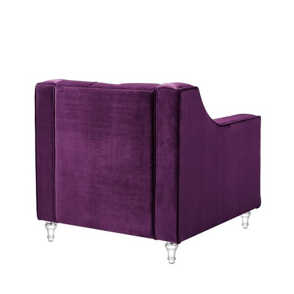 Shop Webster Velvet Button Tufted Club Chair With Lucite Acrylic