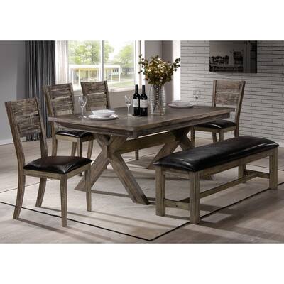 K and B Furniture Co Inc Ananke Rustic Walnut Wood Rectangle Dining Room Table