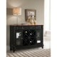 preview thumbnail 1 of 1, Gracewood Hollow Roth Black and Walnut Wood Storage Wine Cabinet