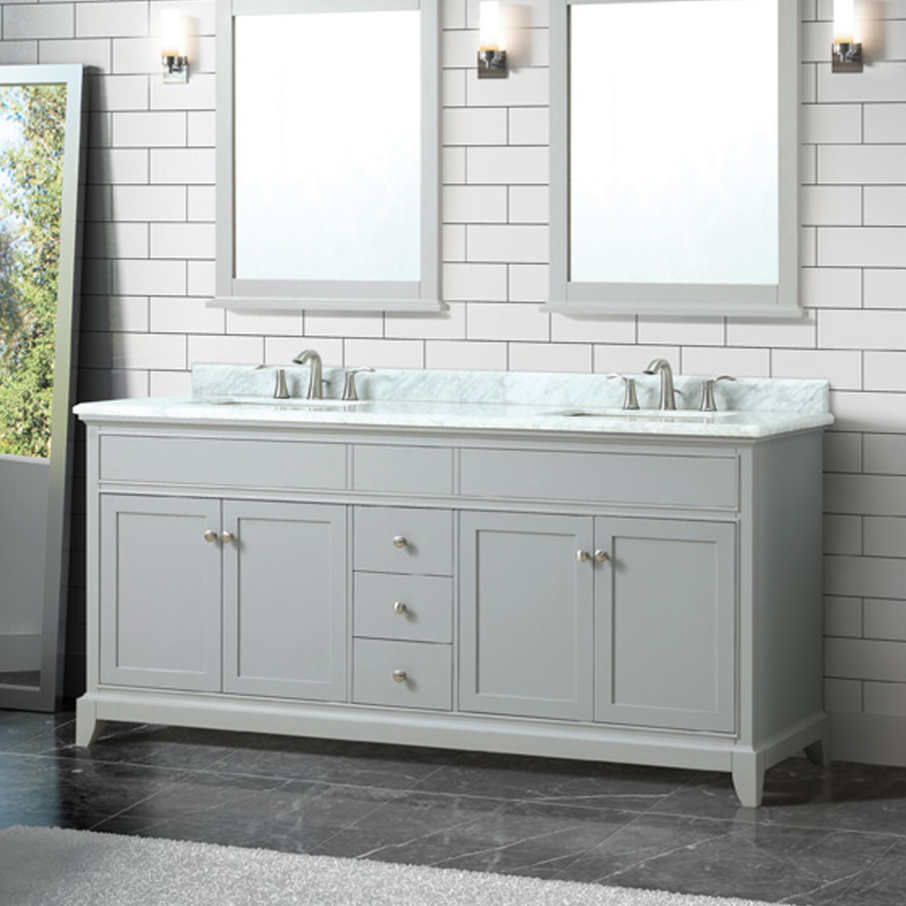 Shop Azzuri Aurora 73 In Double Sink Vanity In Light Gray Finish