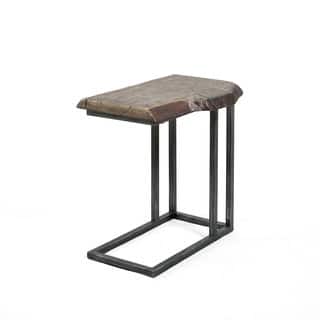 Rustic C Table Coffee Console Sofa End Tables Online At Best Master Furniture Yft5 Brown Metal And Wood C Shaped Side Table