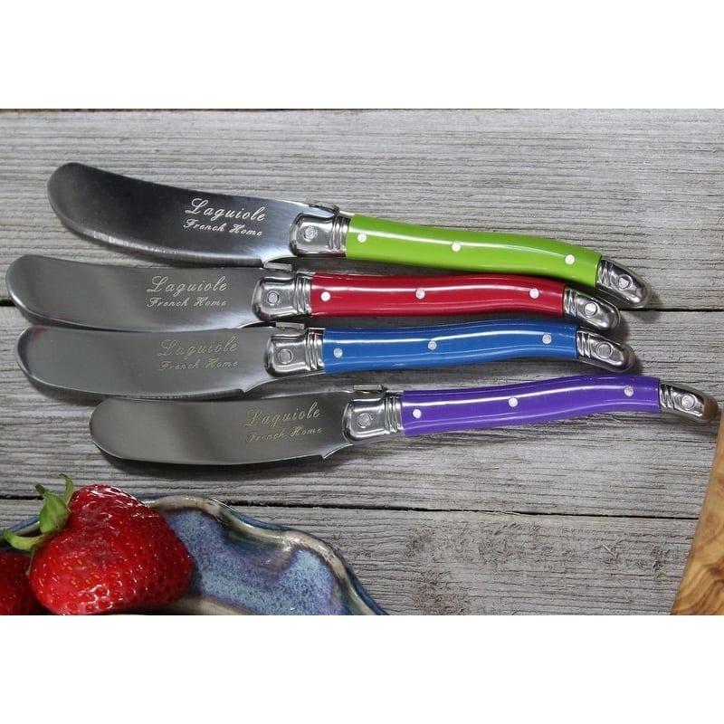 French Home 7 Piece Laguiole Jewel Colors Cheese Knife and Spreader Set