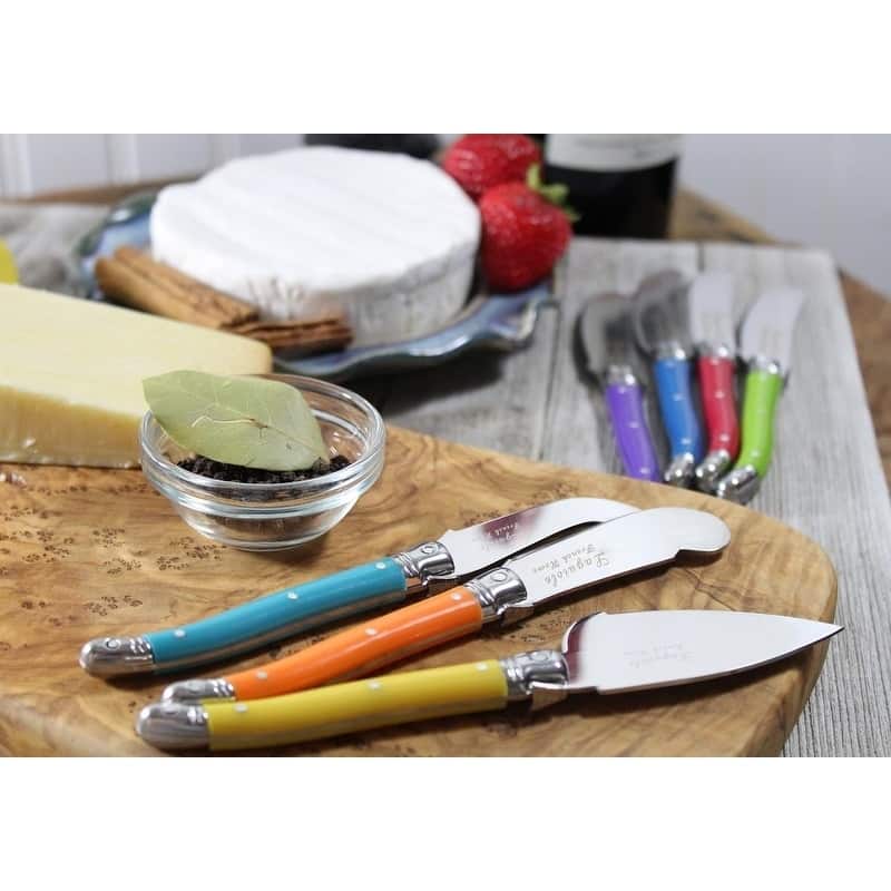 French Home 7 Piece Laguiole Jewel Colors Cheese Knife and Spreader Set