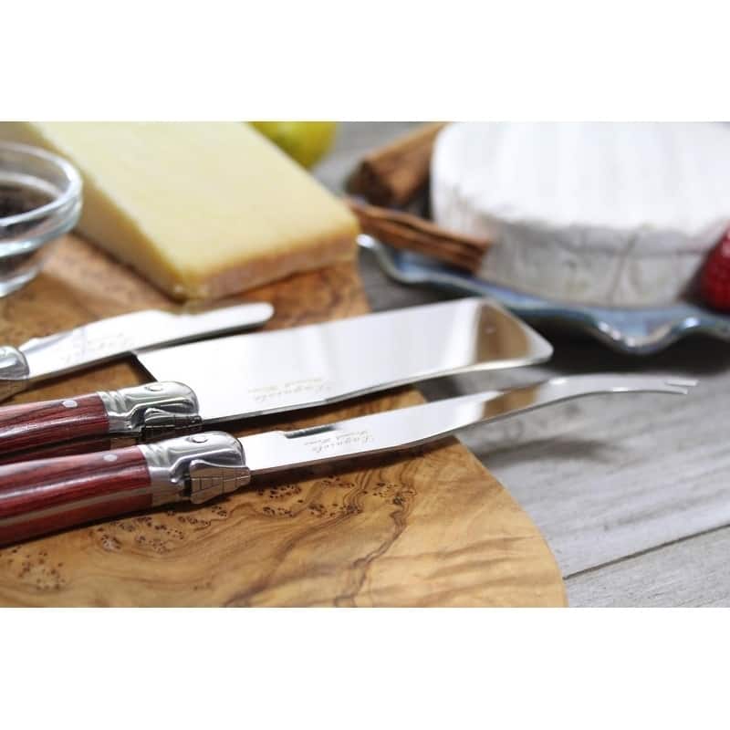 French Home 3 Piece Large Laguiole Pakkawood Cheese Set