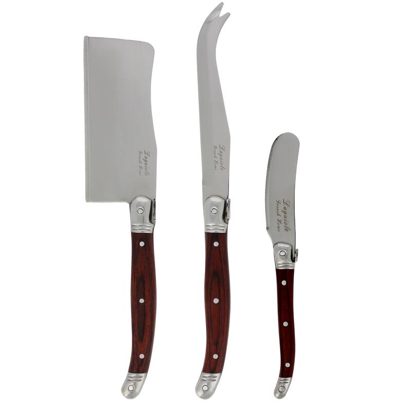 French Home 3 Piece Large Laguiole Pakkawood Cheese Set