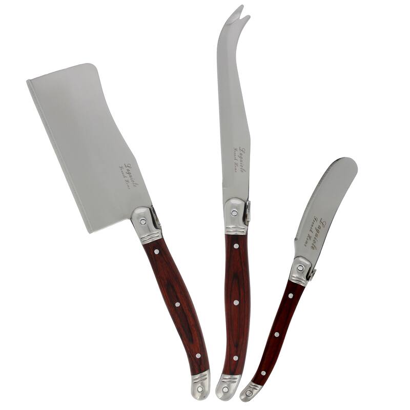French Home 3 Piece Large Laguiole Pakkawood Cheese Set
