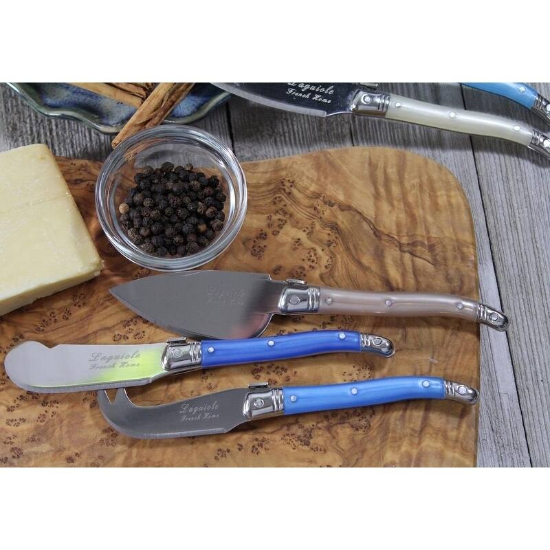 French Home Laguiole Cream/Blue 7-piece Cheese Knife and Spreader Set
