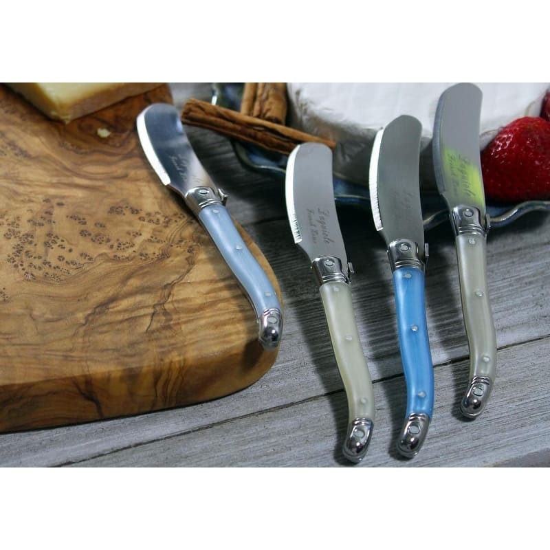 French Home Laguiole Cream/Blue 7-piece Cheese Knife and Spreader Set