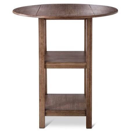 Powellton Wire Brush Brown Rubberwood Double Drop Leaf Pub Table