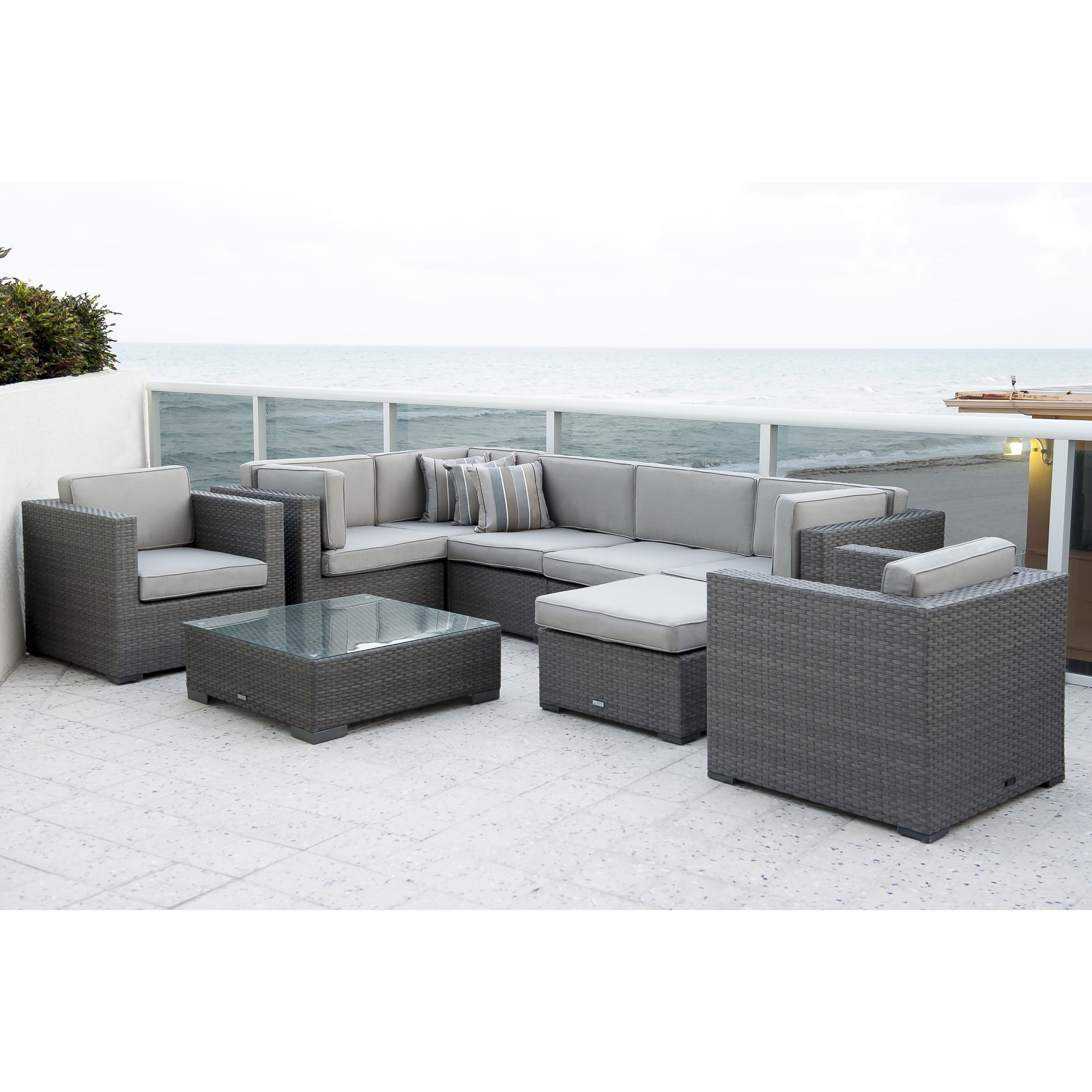 Havenside Home Fort Lauderdale 9-piece Sectional Set with Sunbrella Cushions
