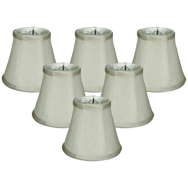 Royal Designs Grey Fabric 3-inch x 5-inch x 4.5-inch Clip-on Soft Bell Chandelier Lampshades (Set of 6)