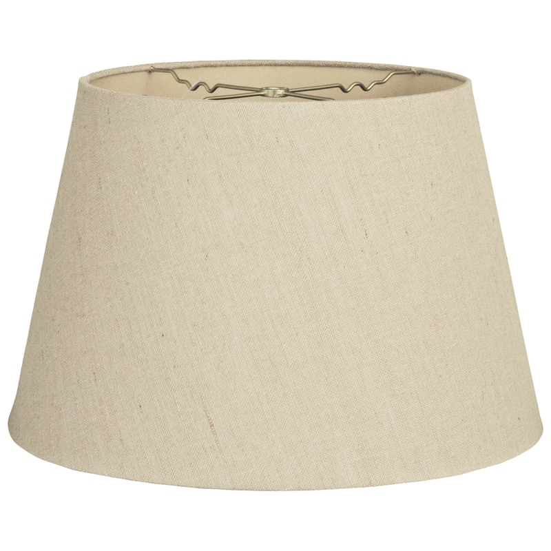 Royal Designs Beige Fabric Tapered Shallow Drum Hardback Lampshade 