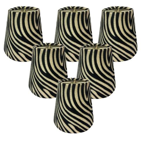 Royal Designs Zebra-print Fabric 5-inch Chandelier Lampshade (Set of 6)