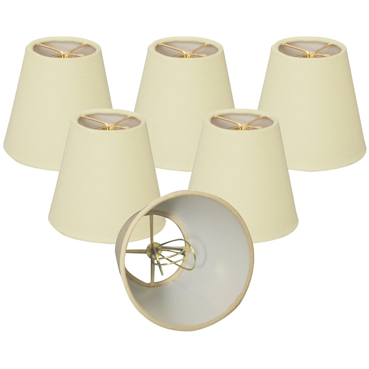 3.5-inch by 4.5-inch by 4.5-inch Meriville Set of 6 Off White Faux Silk Clip On Chandelier Lamp Shades