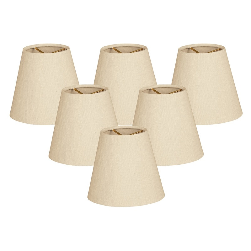 Royal Designs Hardback Empire Beige 4 x 6 x 5.5inch Clipon Chandelier Lamp Shade (Set of 6