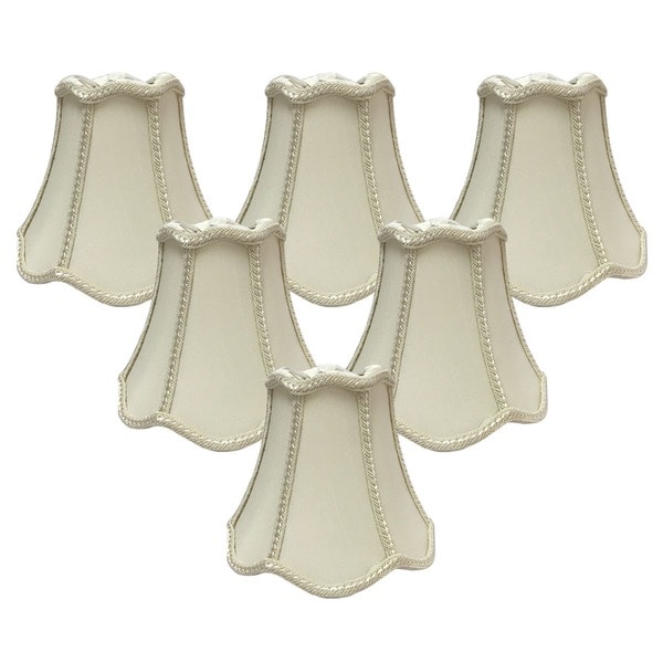 Royal Designs Eggshell Decorative Trim Bell Scallop Chandelier Lamp Shade, 2.5" x 5" x 4.5", Clip On- Set of 6
