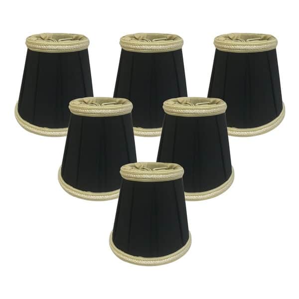 CS-906-5BLK-6 Set of 6 Royal Designs 5 Hardback Empire Black Chandelier Lamp Shade 3 x 5 x 4.5 