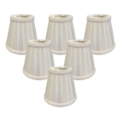 Royal Designs White Decorative Trim Empire Chandelier Lamp Shade, 3" x 5" x 4.5", Clip On- Set of 6