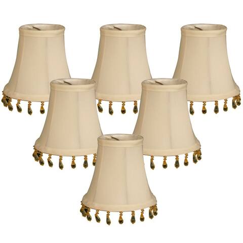 Royal Designs Eggshell Beaded Bell Chandelier Lamp Shade, 3" x 5" x 4", Clip On- Set of 6