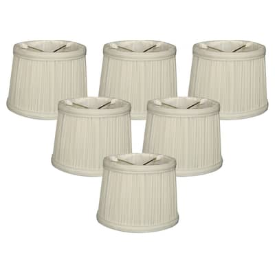 Royal Designs White Gather Pleat Chandelier Shade, 4.5" x 5" x 4.25", Clip On-Set of 6