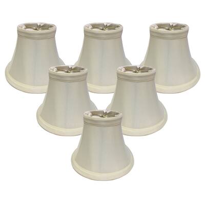 Royal Designs Eggshell True Bell Chandelier Lamp Shade, 3" x 6" x 4.5", Clip On-Set of 6