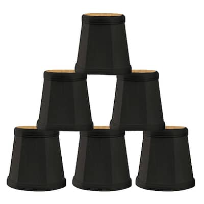 Royal Designs Black Empire Chandelier Lamp Shade, 3" x 4.25" x 4.25", Clip On-Set of 6