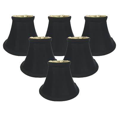 Royal Designs True Bell Black w/Gold Lining Chandelier Lamp Shade, 3" x 6" x 4.5", Clip On- Set of 6