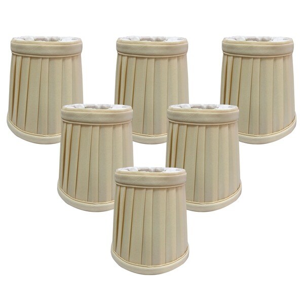 Royal Designs Eggshell Pleated Empire Chandelier Lamp Shade, 2" x 4.25" x 4.25", Clip On- Set of 6