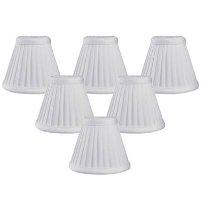 Royal Designs White Pleated Empire Chandelier Lamp Shade, 2" x 5" x 4.25", Clip On- Set of 6
