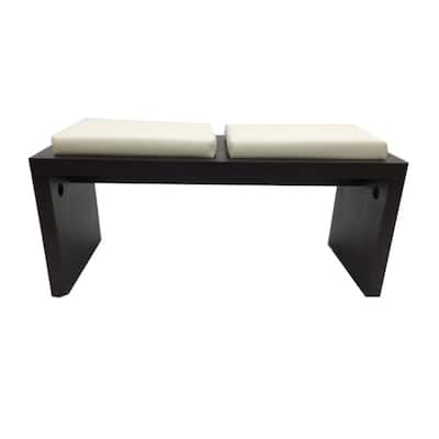 Creative Images International Modern Collection Wood Dining Bench with 2 PU Leather Seat Cushions