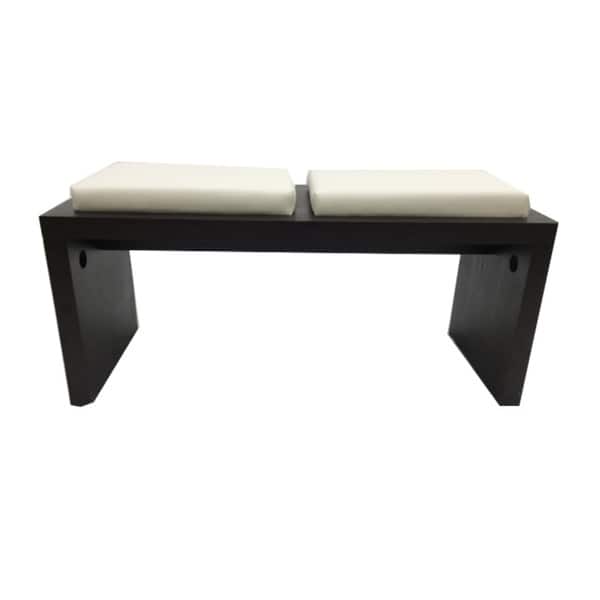 Creative Images International Modern Collection Wood Dining Bench with 2 PU Leather Seat Cushions