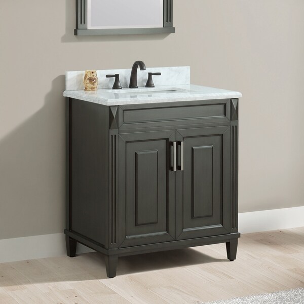 Shop Azzuri Sterling 31 in. Vanity in Charcoal finish with Carrara ...