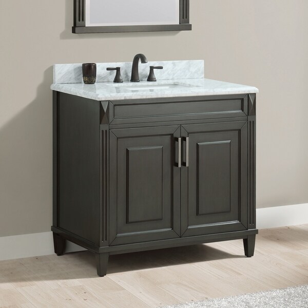 Azzuri Sterling 37 in. Vanity in Charcoal finish with Carrara White ...