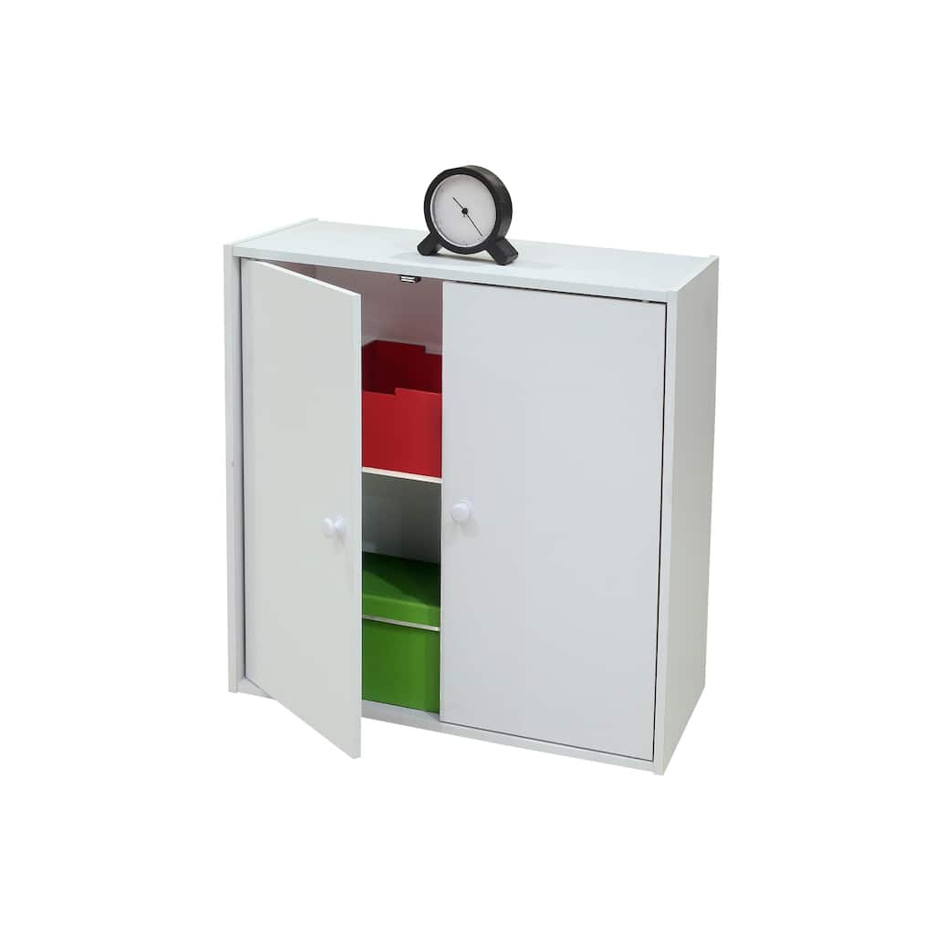 White Wood 2 Door Bookcase