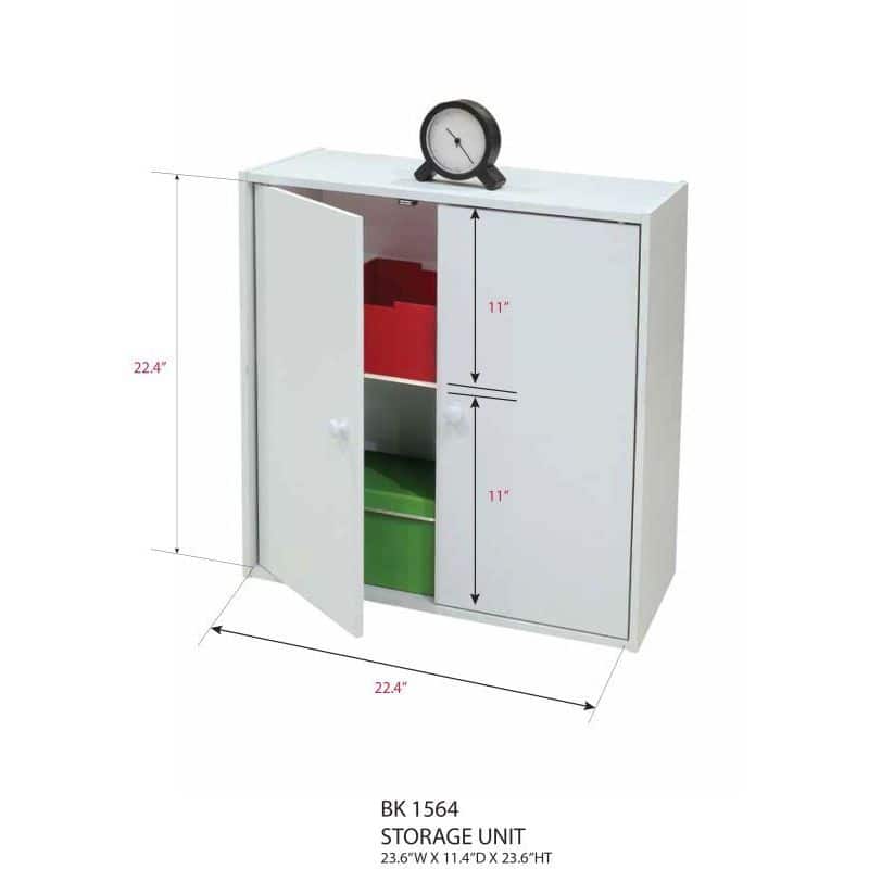 White Wood 2 Door Bookcase