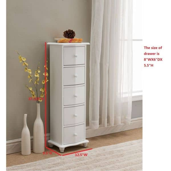 White Wood 5 Drawer Accent Cabinet Overstock 15053457