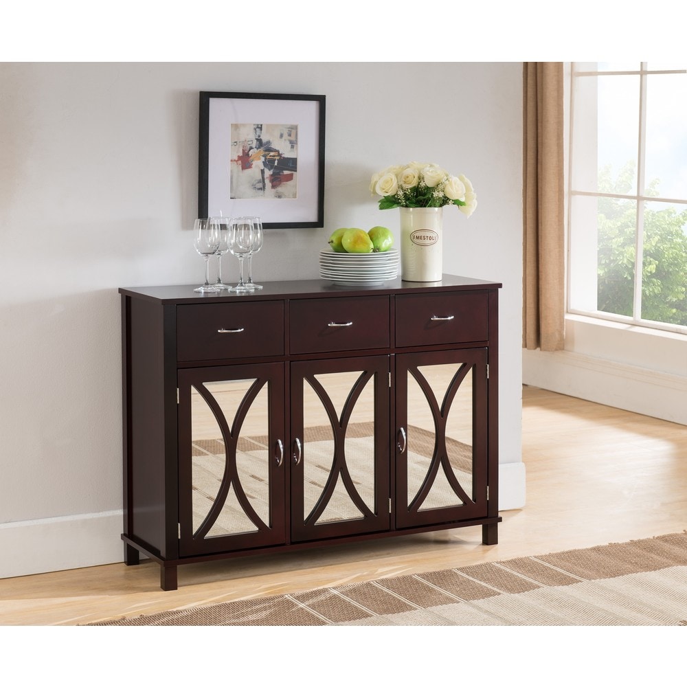Espresso Wood Door and Drawer Console Table