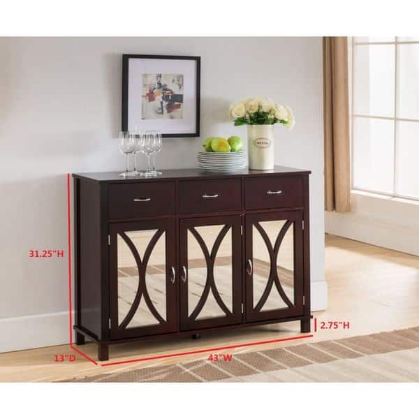 Espresso Wood Door and Drawer Console Table