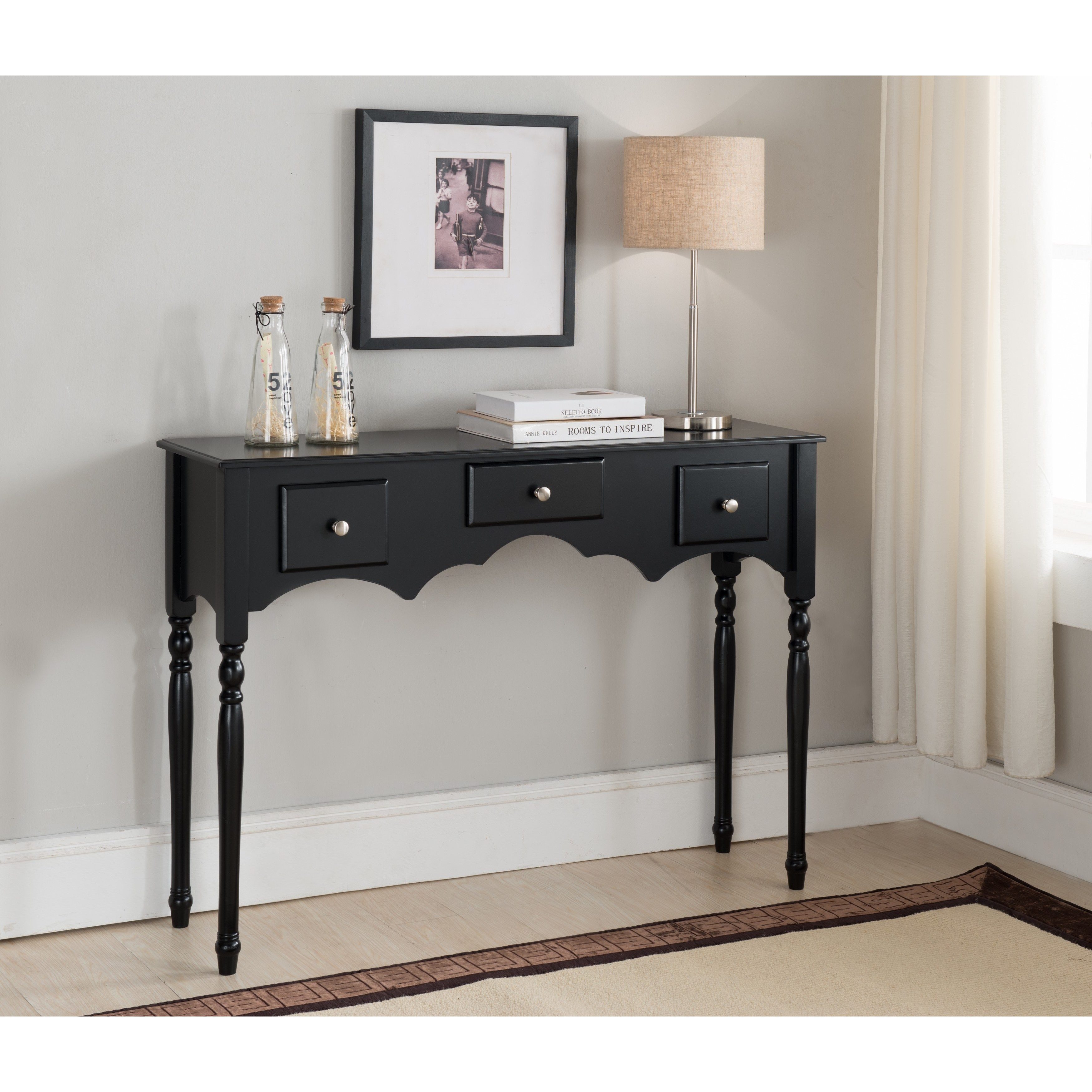 Shop Black Wood Drawer Entryway Table Overstock 15053496