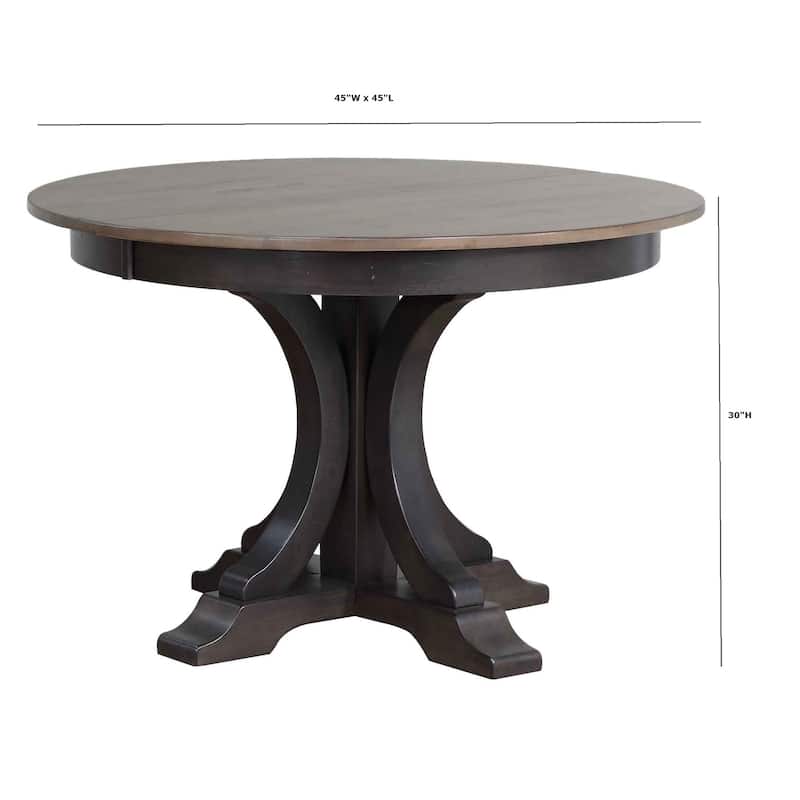 Round Art Deco Dining Table In Antique Grey - N/A
