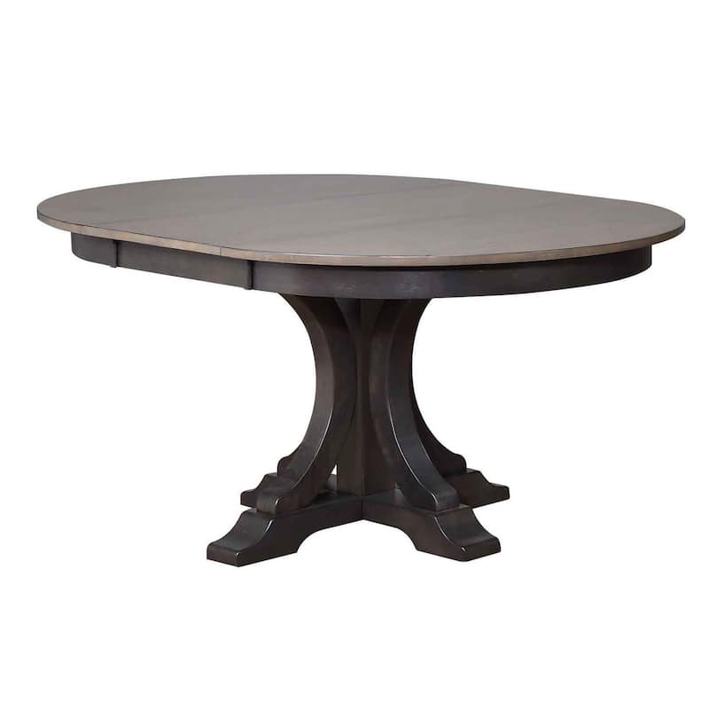 Round Art Deco Dining Table In Antique Grey - N/A