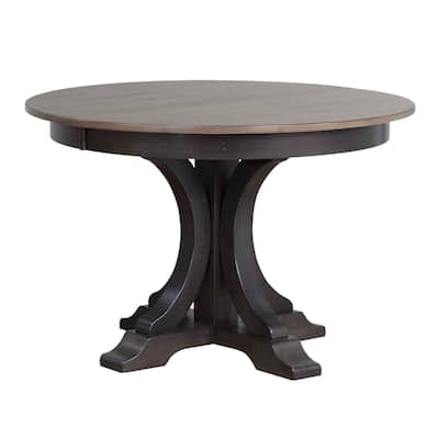 Round Art Deco Dining Table In Antique Grey - N/A
