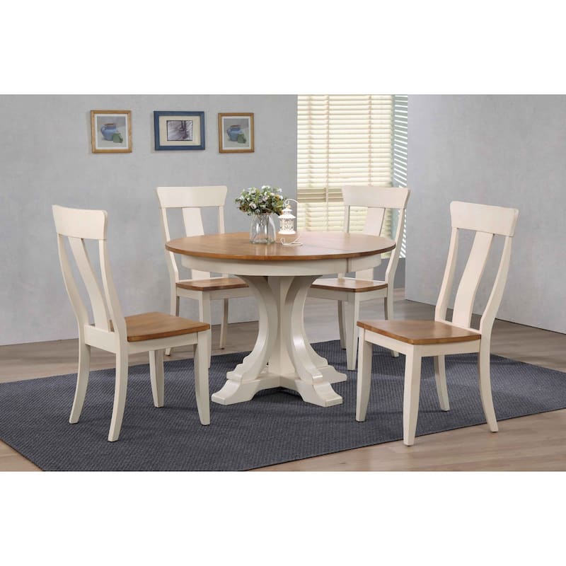 Art Deco Antiqued Caramel/Biscotti Panel Back 5-Piece Dining Set